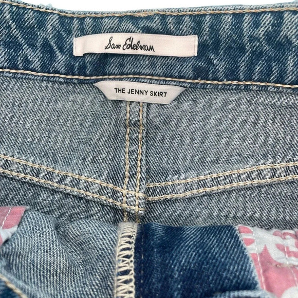 Sam Edelman The Jenny Denim Jean Mini Skirt Raw Hem Size 2/26 - Picture 4 of 7